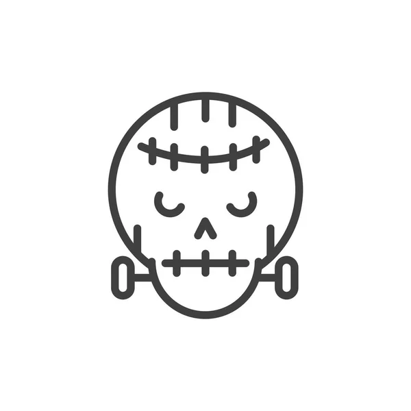 Frankenstein skull trick or treat happy halloween line style — Vetor de Stock