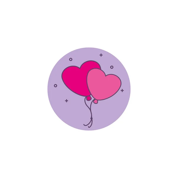 Balloons helium air in shape heart detailed style — Διανυσματικό Αρχείο