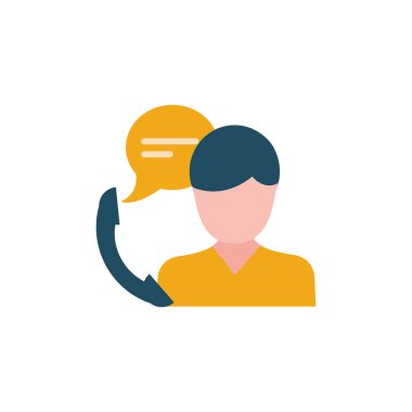 talking man with phone and speech bubble flat style