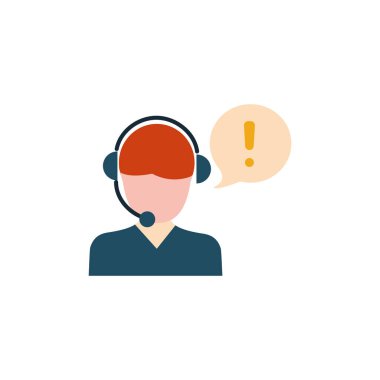 talking man call center agent flat style