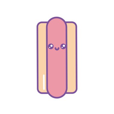 Isolated kawaii hot dog icon fill design