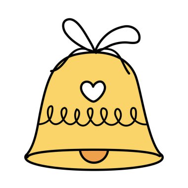 gold bell with heart ribbon decoration merry christmas