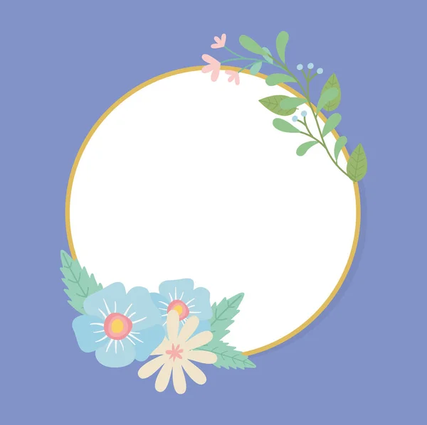 Circular frame with flowers and leafs decoration — Stockvektor