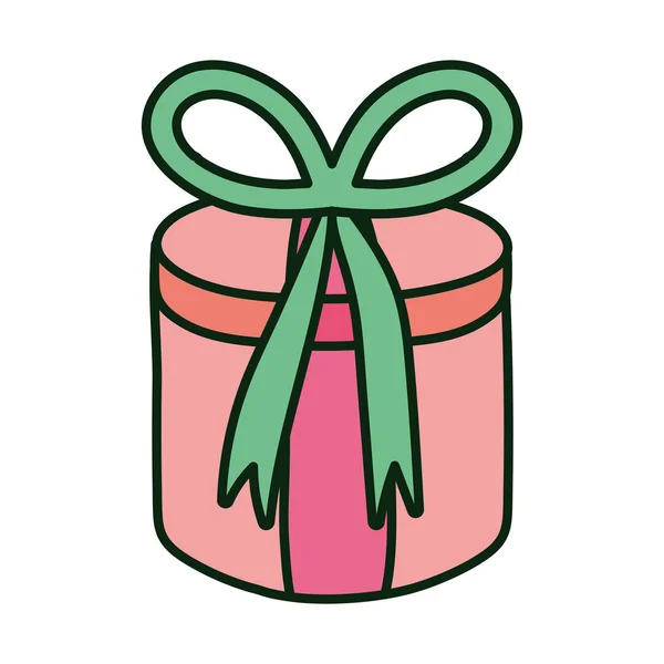 Round gift box decoration bow icon — Vector de stock