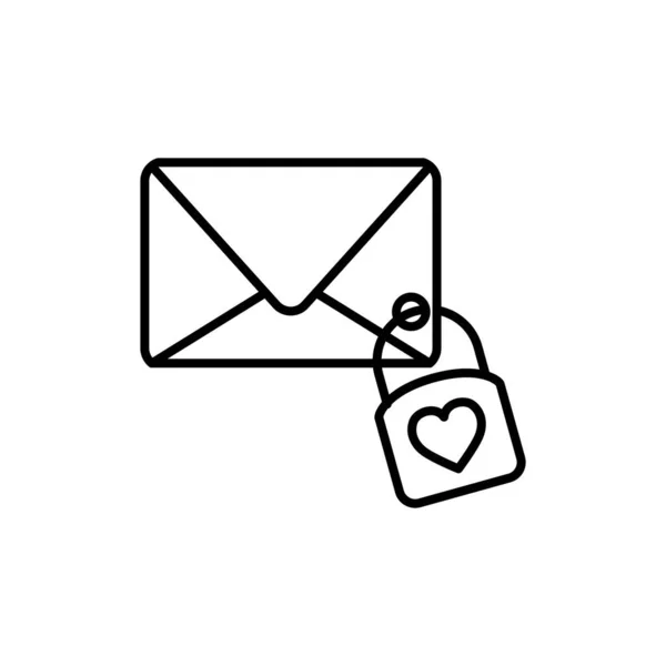 Envelope and padlock with heart line style — Vetor de Stock