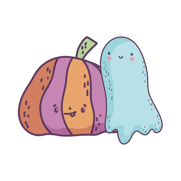 Happy halloween celebration creepy pumpkin and ghost decoration — Wektor stockowy