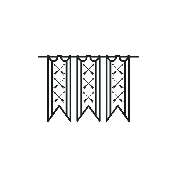 Medieval hanging pennant with arrows crossed flat style icon — Vettoriale Stock