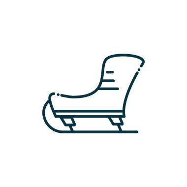 ice figure skate happy christmas line icon