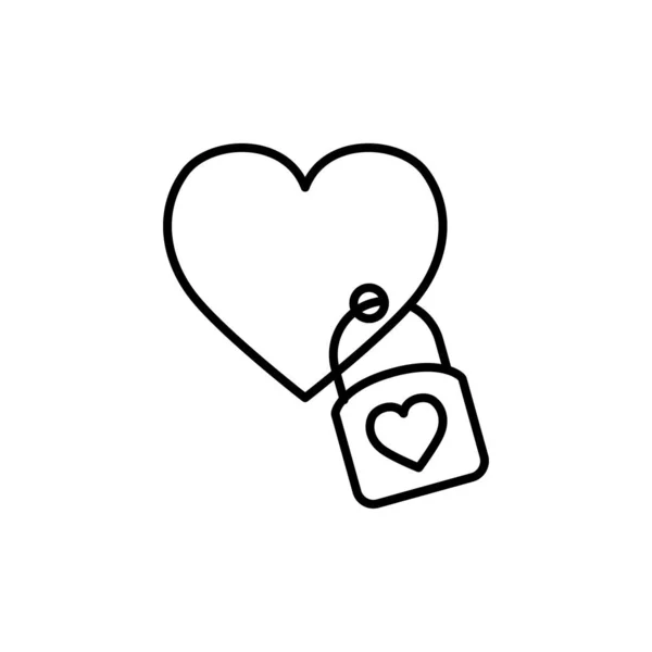 Heart love with label line style icon — Stockvektor