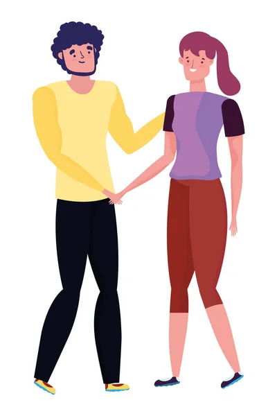 Couple de femme et homme dessin animé design — Image vectorielle