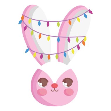 cute rabbit with lights in the ears happy christmas