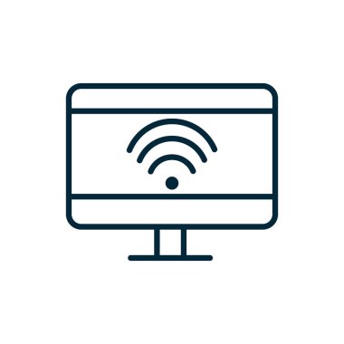 computer monitor wifi internet of things line icon