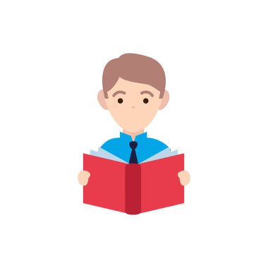 teacher man with book flat style icon