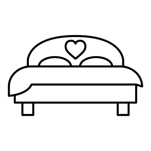 Ikona svatební linie postel — Stockový vektor