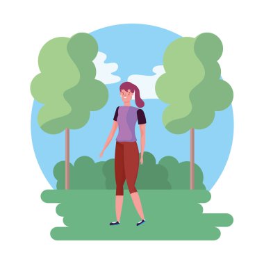 Park vektör tasarımındaki izole edilmiş avatar kadın