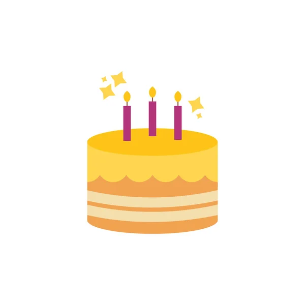 Birthday cake celebration party flat icon design — Stok Vektör