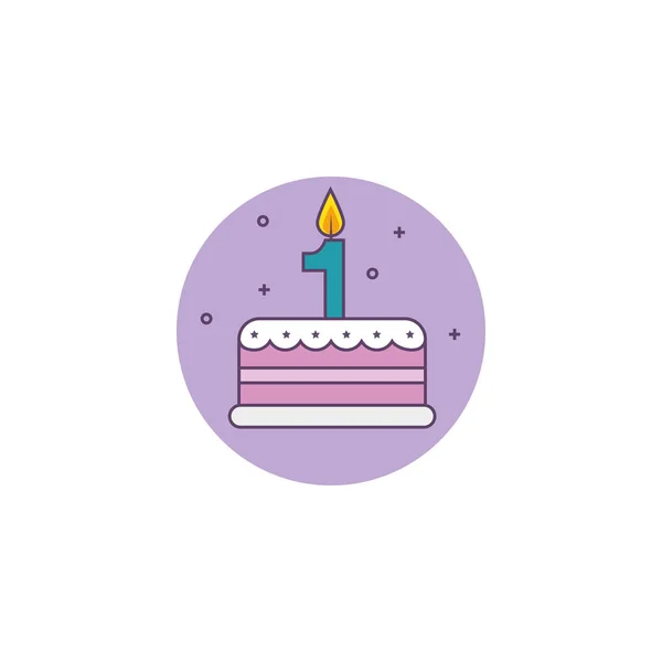 Delicious cake birthday detailed style icon — Stockový vektor