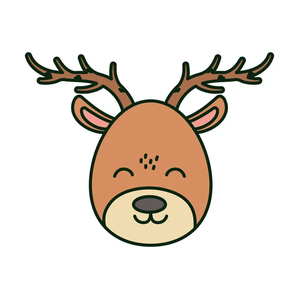 Reindeer face celebration merry christmas - Stok Vektor