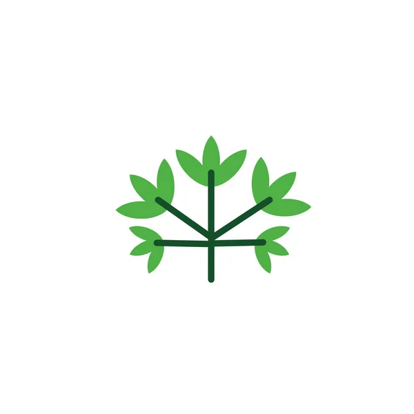 Branche feuillage nature feuille icône plat — Image vectorielle