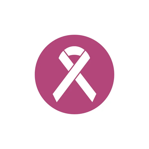Ribbon breast cancer awareness icon — Stock Vector