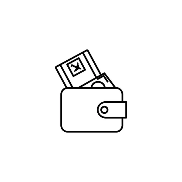 Wallet with bill cash and ticket line icon — Vettoriale Stock