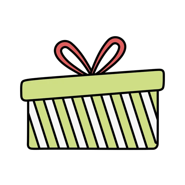 Striped wrapped gift box decoration merry christmas — Vector de stock