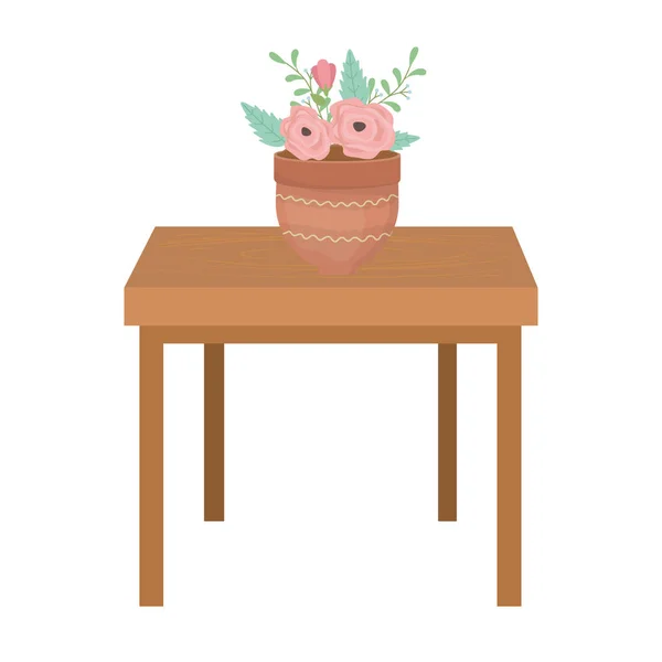 Çiçek saksısı masa vektör tasarımı üzerinde — Stok Vektör