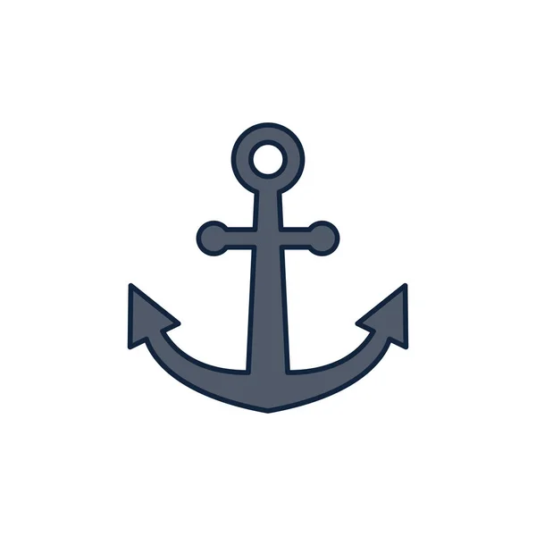 Nautical anchor summer icon line and fill — Stock Vector