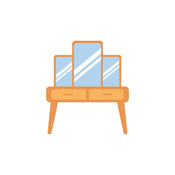 Elszigetelt tükör és bútor ikon lapos kialakítás — Stock Vector