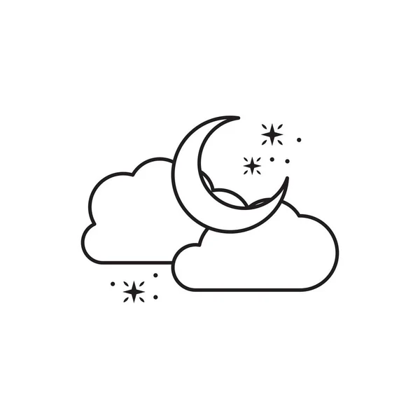 Lua nuvens estrela fantasia linha design — Vetor de Stock