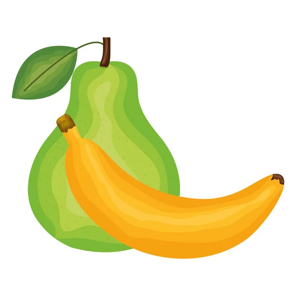 Fresh pear and banana fruits — Stock Vector