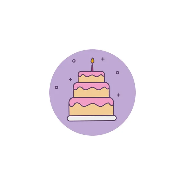 Delicious cake birthday detailed style icon — Stockvector