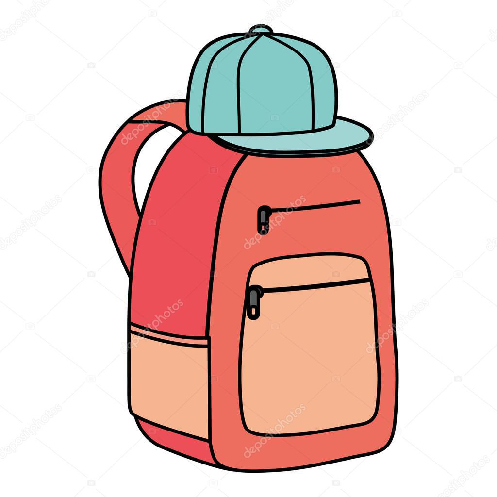 schoolbag with sport cap icons