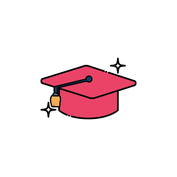 Escola chapéu graduação preencher estilo ícone — Vetor de Stock