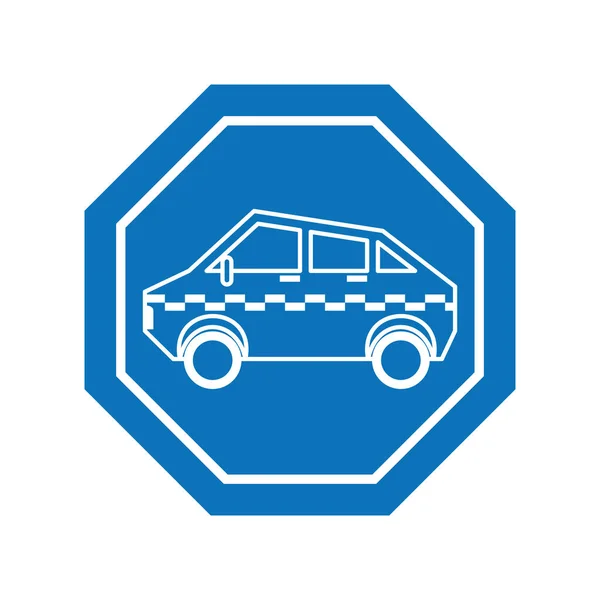 Taxi car inside road sign icon block line design — 스톡 벡터
