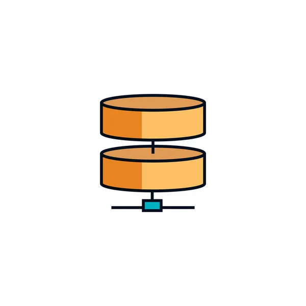 Cyber security server data disk gedetailleerde stijl pictogram — Stockvector