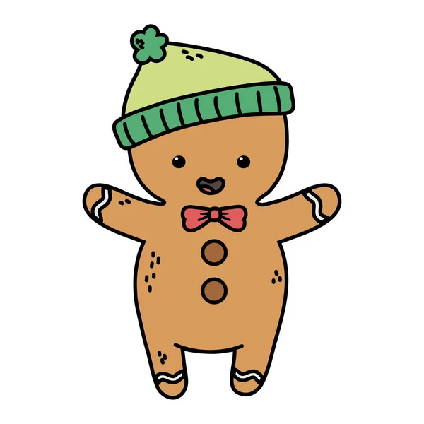 Lebkuchen Mann warme Hutdekoration frohe Weihnachten — Stockvektor