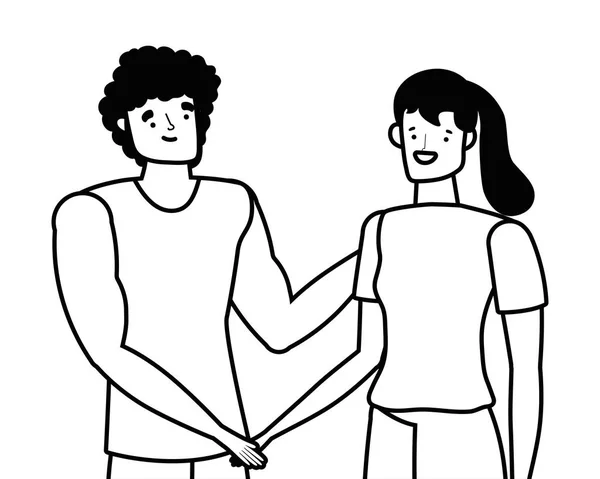 Coppia di donna e uomo disegno animato illustrazione vettoriale — Vettoriale Stock