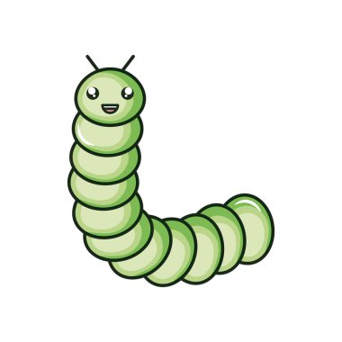 cute little worm kawaii character