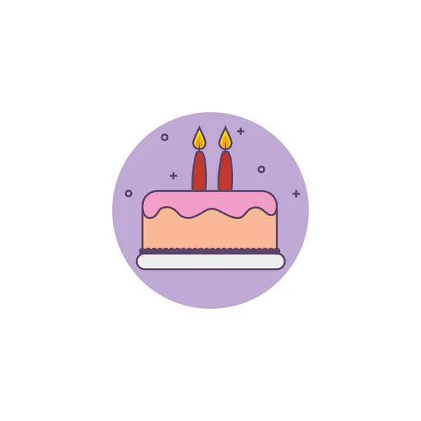 Delicious cake birthday detailed style icon — Stock Vector