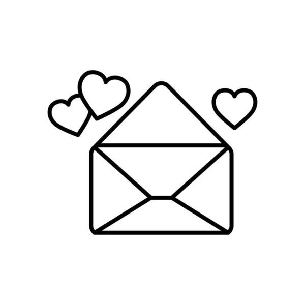 Envelope with hearts line style — Stok Vektör