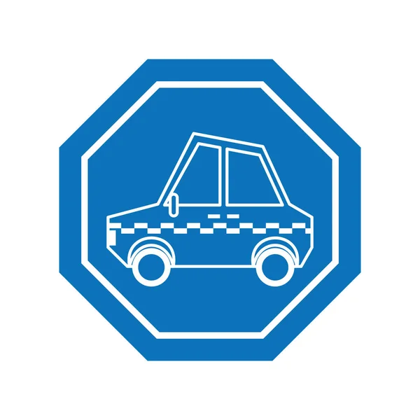 Taxi car inside road sign icon block line design — 图库矢量图片
