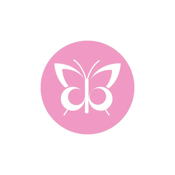 Icono de la conciencia del cáncer de mama de mariposa — Archivo Imágenes Vectoriales