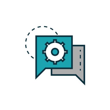 gear speech bubble work tools engineering icon