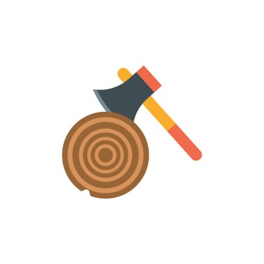 Isolated camping ax icon flat design