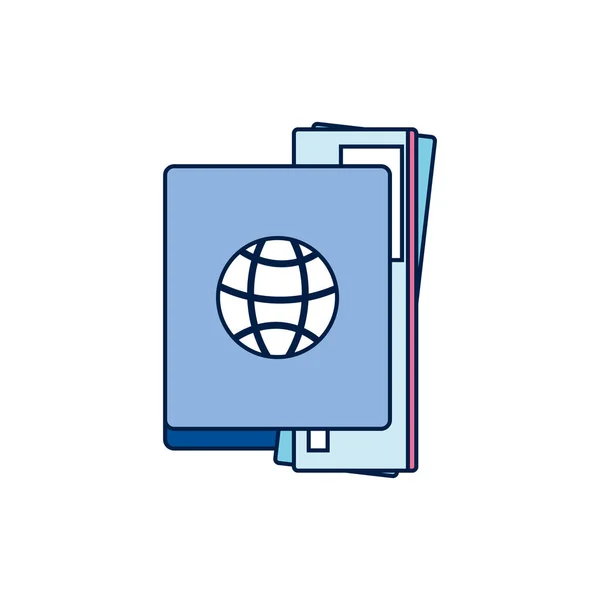 Καλοκαιρινό διαβατήριο έγγραφο λεπτομερές στυλ εικονίδιο — Διανυσματικό Αρχείο