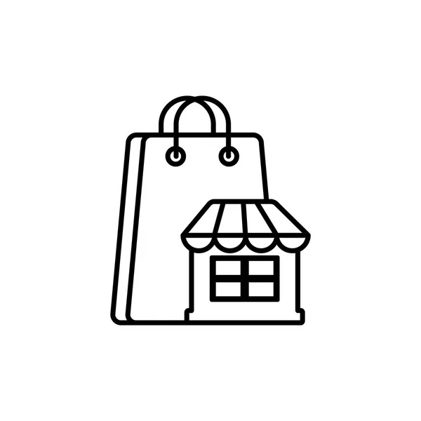 Market paper bag commerce shopping line image icon — Image vectorielle