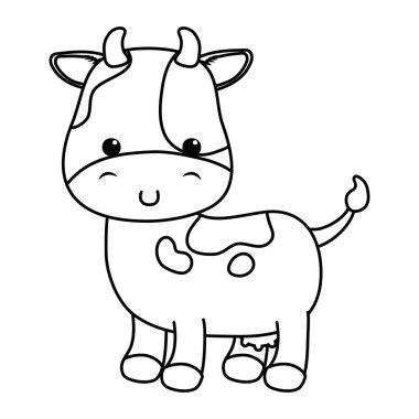 inek çizgi filmi vektör tasarım çizimi çizimi