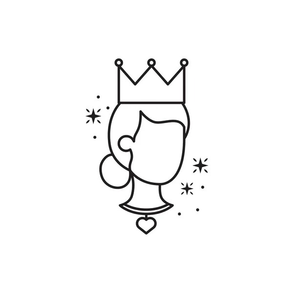 Königin mit Krone Fantasielinie Design — Stockvektor
