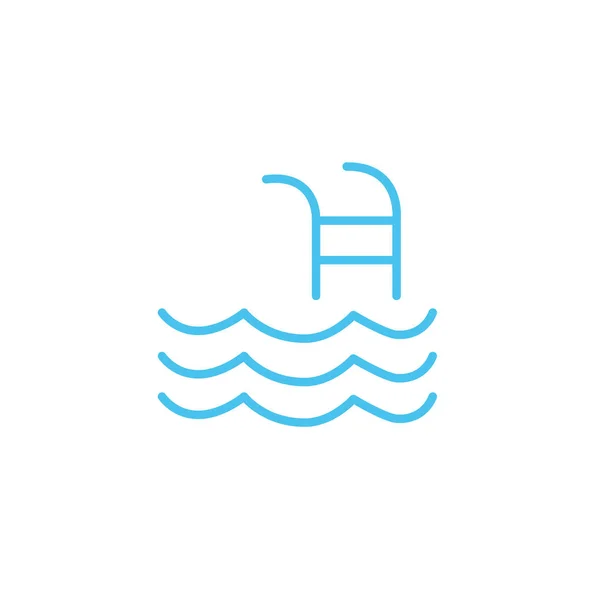 Treppen Pool Line Stil-Symbol — Stockvektor